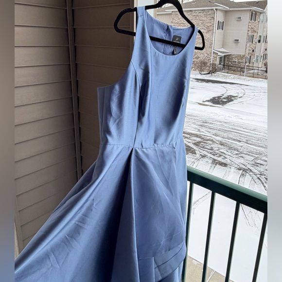 🆕 🦋Adrianna Papell Blue Frost Mikado High Low Gown Fit&Flare Dress Size 16 Party - Picture 6 of 17
